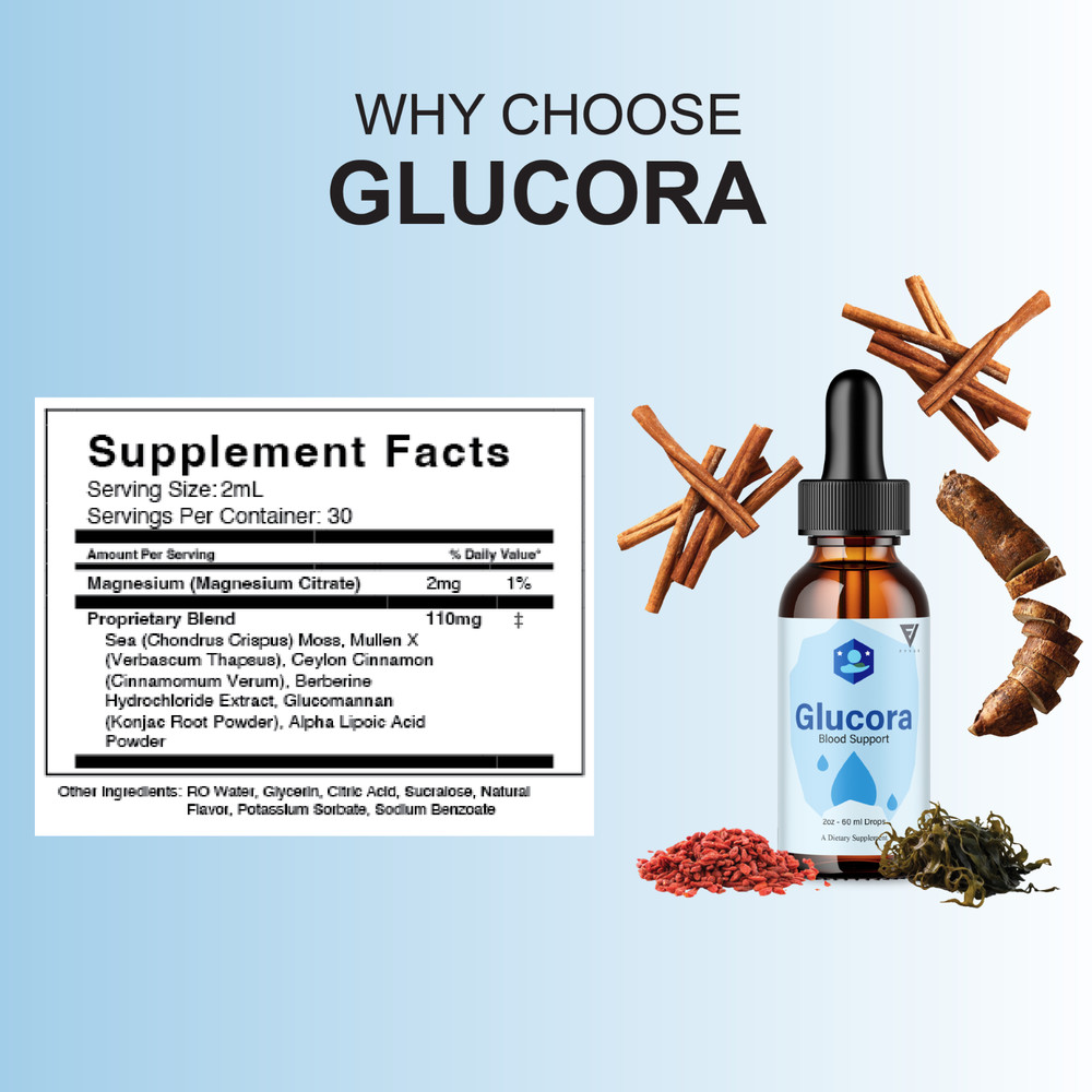 (2 Pack) Glucora Premium Blood Support Liquid Drop Supplement, Glucoras (4oz)