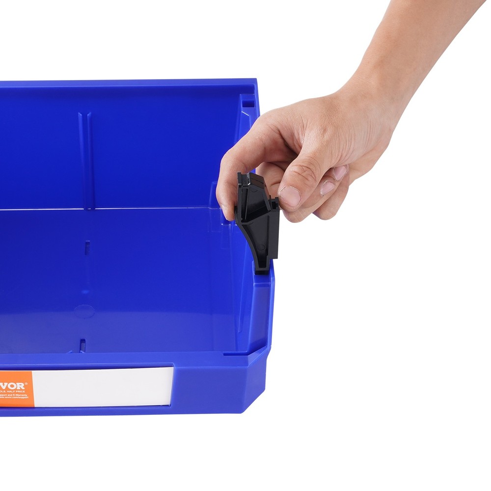 VEVOR Hanging Stackable Storage Bin Plastic Organizer Garage Box 6 PCS Blue/Red