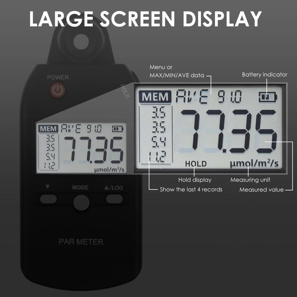 Quantum PAR Meter Full-Spectrum High Precision PPFD Tester for