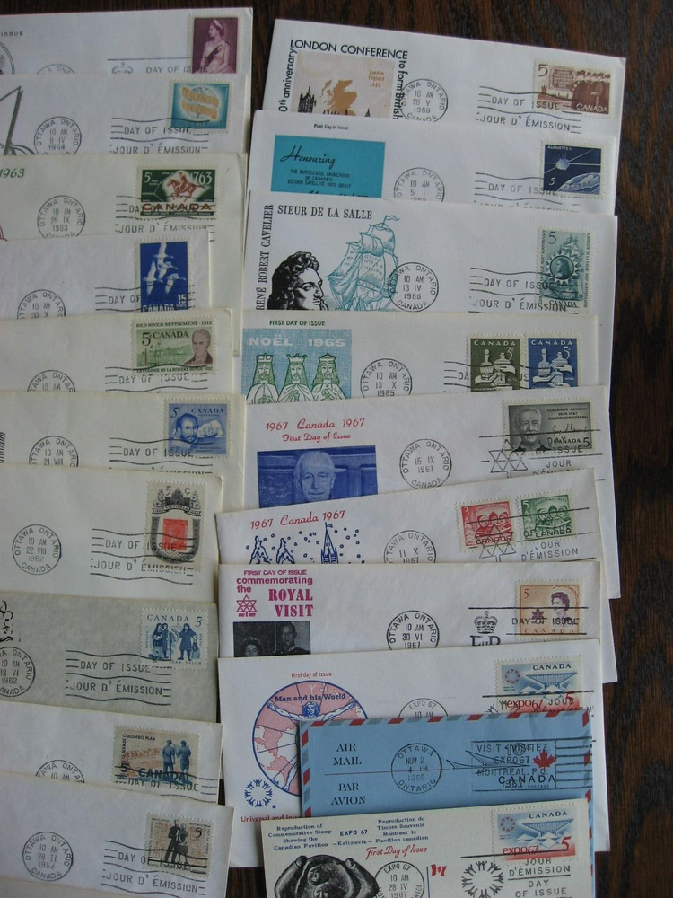Canada 100 private FDC 1954-76 era various cachets mostly if not all different