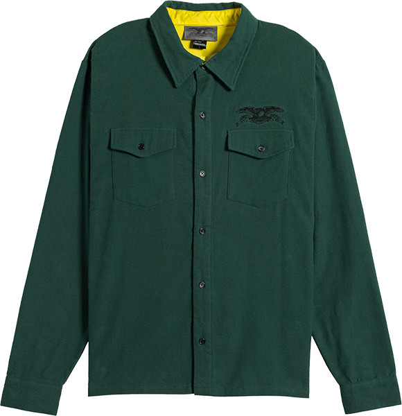 Antihero Basic Eagle Long Sleeve Shirt Flannel MEDIUM Dk.Green/Black