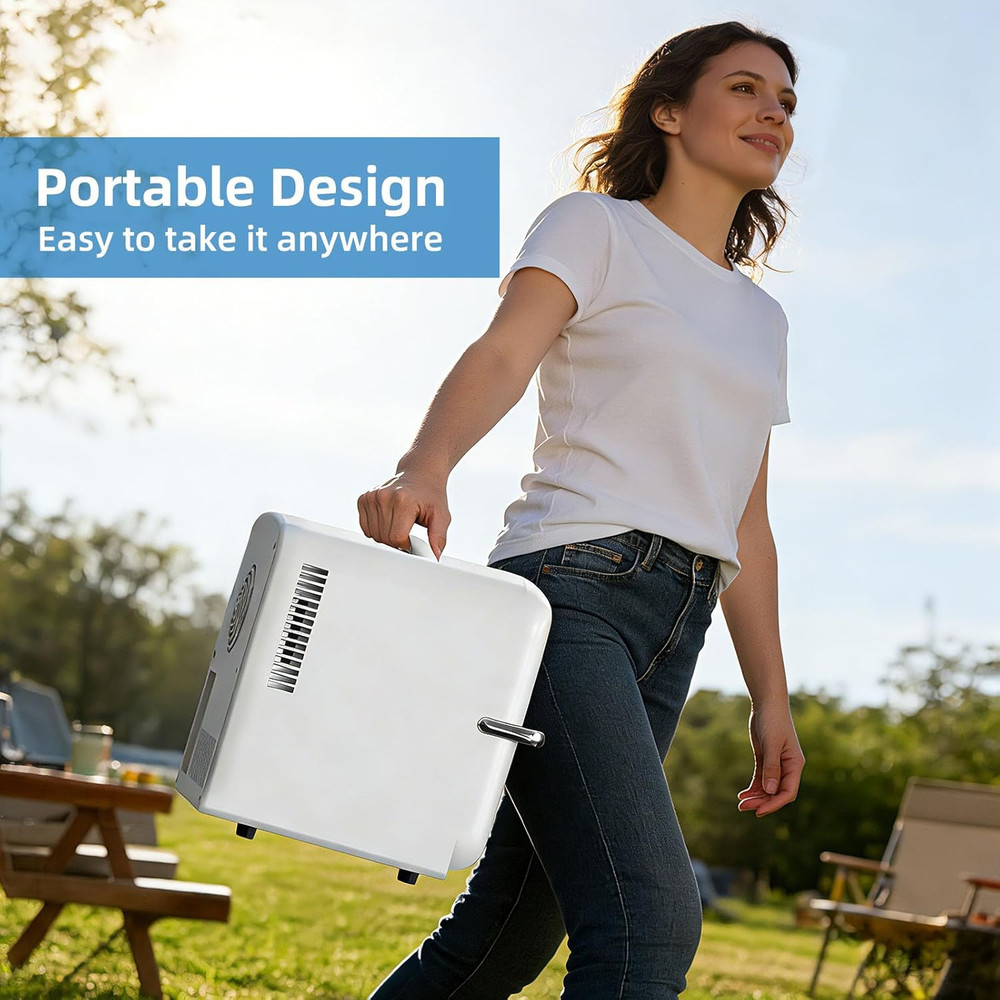 Compact Mini Fridge, 4L Capacity/6 Cans Portable Cooler and Warmer Compact Refri