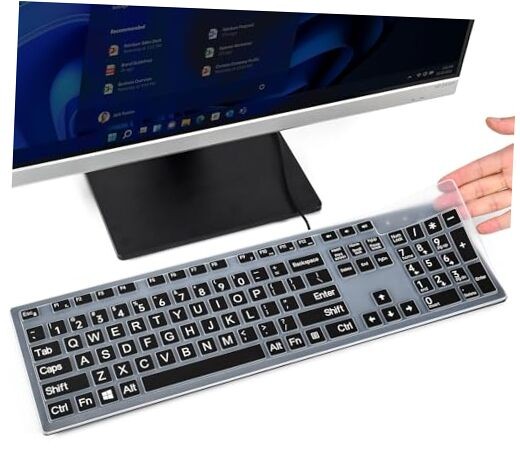 Keyboard Cover with Large Letters Compatible with DELL Black(Large Letters)