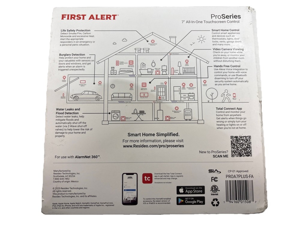 First Alert ProSeries Touchscreen Panel w/ Wifi (PROA7PLUS-FA); 7 Inch
