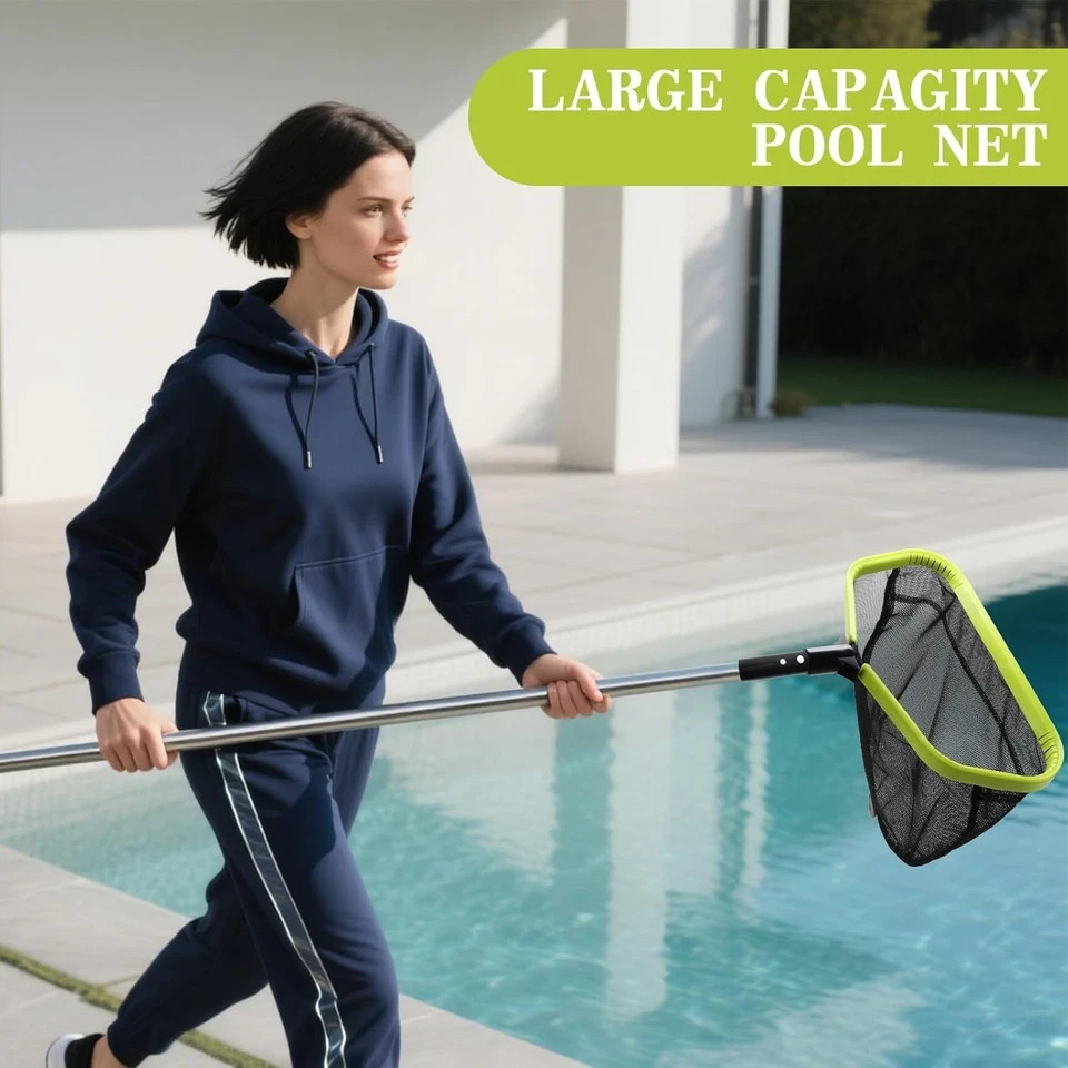 Double-Layer Deep Bag Pool Skimmer Net with Reinforced Frame - Fine Mesh Pool Le