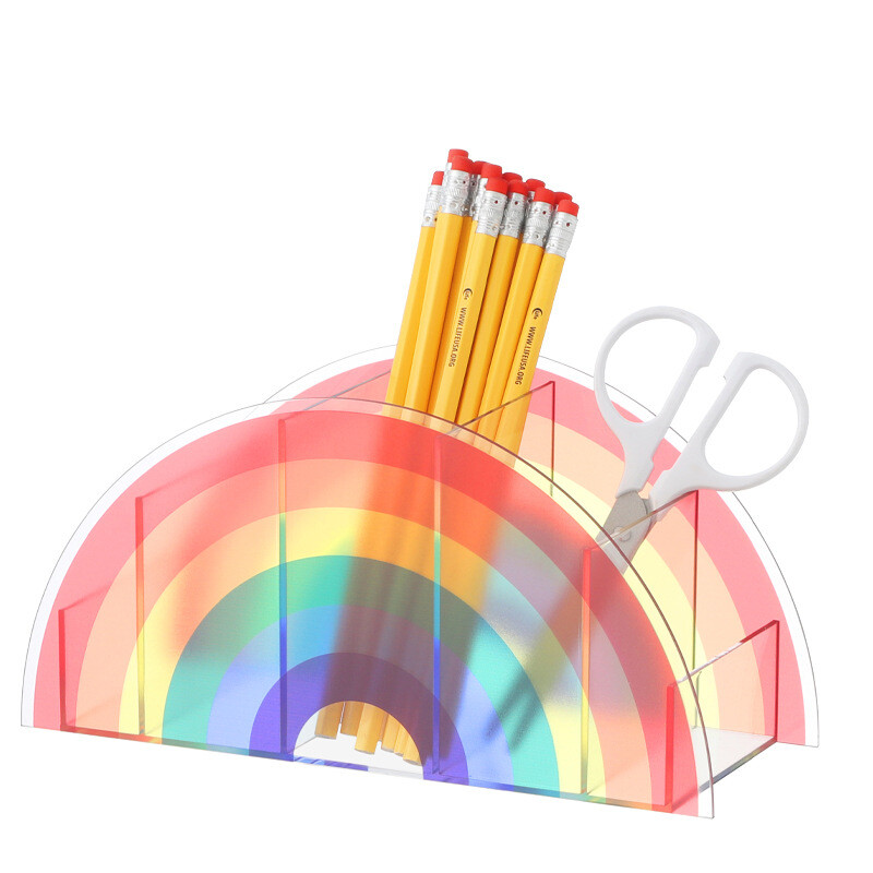 Rainbow Desktop Storage Box Table Organizer Pen Holder Stationery Office