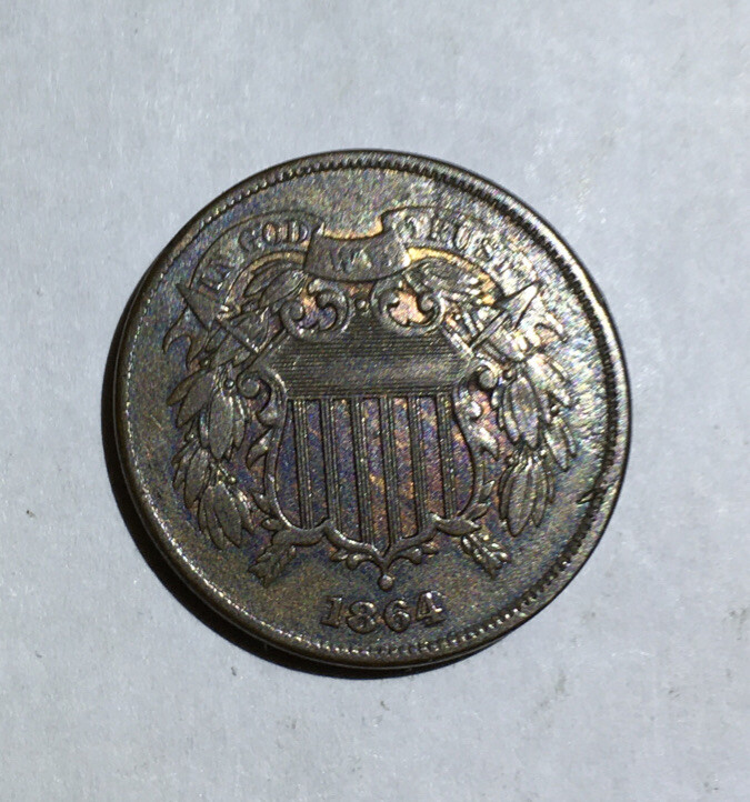 2c Two Cent Piece 1864  KM 94.  VF    WE Is Complete