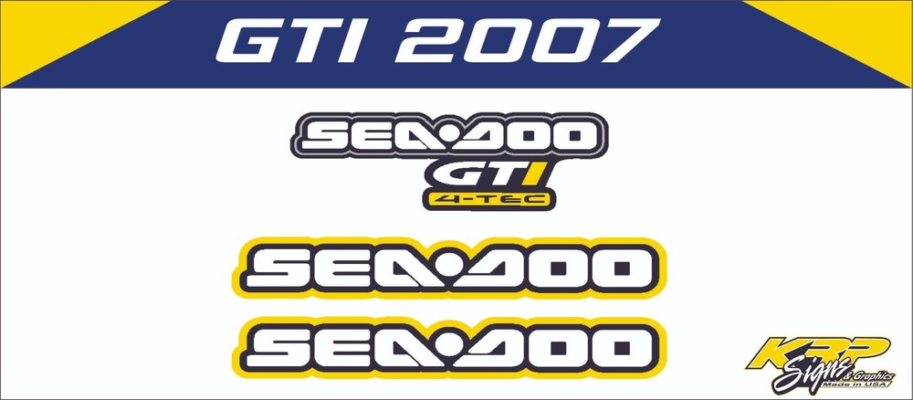SEADOO GTI  2007 Graphics / Decal / Sticker Kit HOOD DECALS ONLY