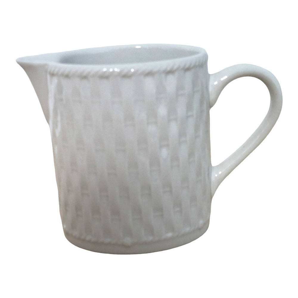 Gourmet Collection By Oneida Creamer White Wicker Pattern Glazed Stoneware