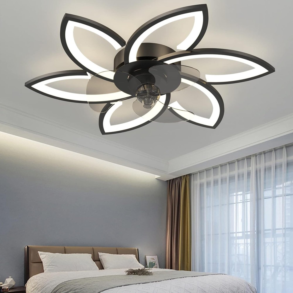 LED Low Profile Ceiling Fan Light Silent Dimmable Fan Light with Remote Control
