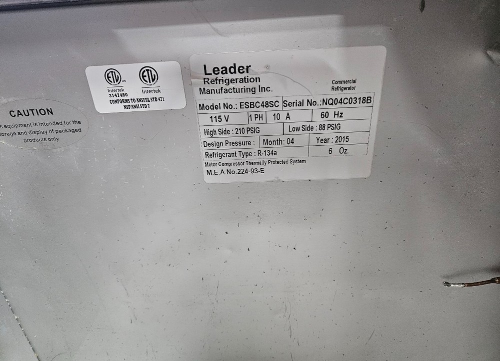 Leader Commercial Refrigerator