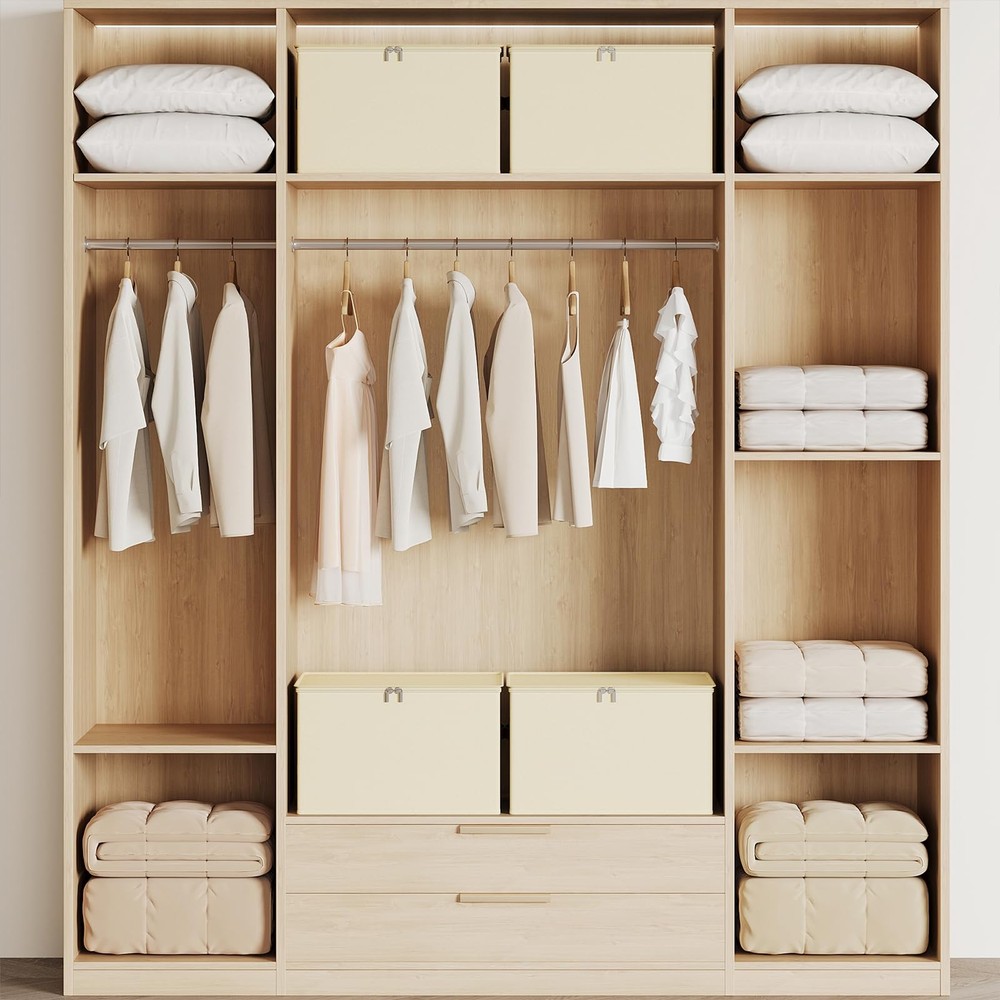 KitHero Clothes Storage Bins with Sturdy Frames, Medium x 3 Packs, White