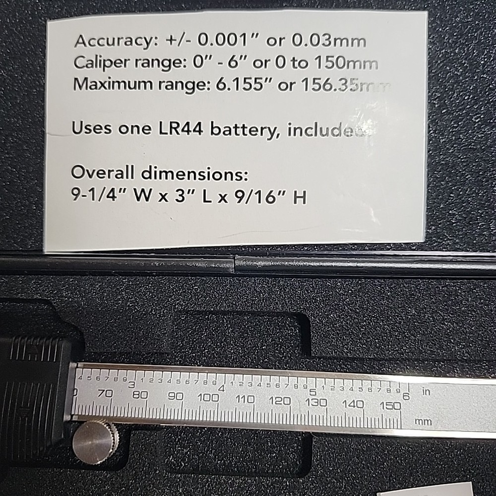 Cen-Tech 6”/ 150mm Digital Caliper with Hard Case (cracked) Model 98563