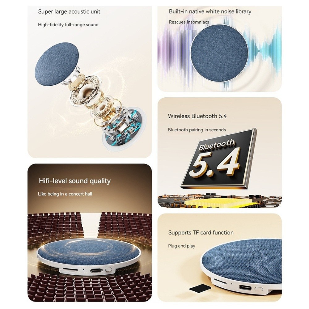 Bluetooth Bedroom Pillow Speaker, Under Pillow Sound Machine with White2012