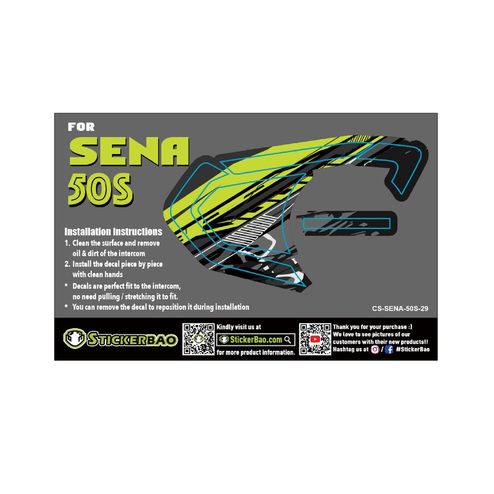 Green Stripe Device Surface Sticker For SENA 50S Intercom x1