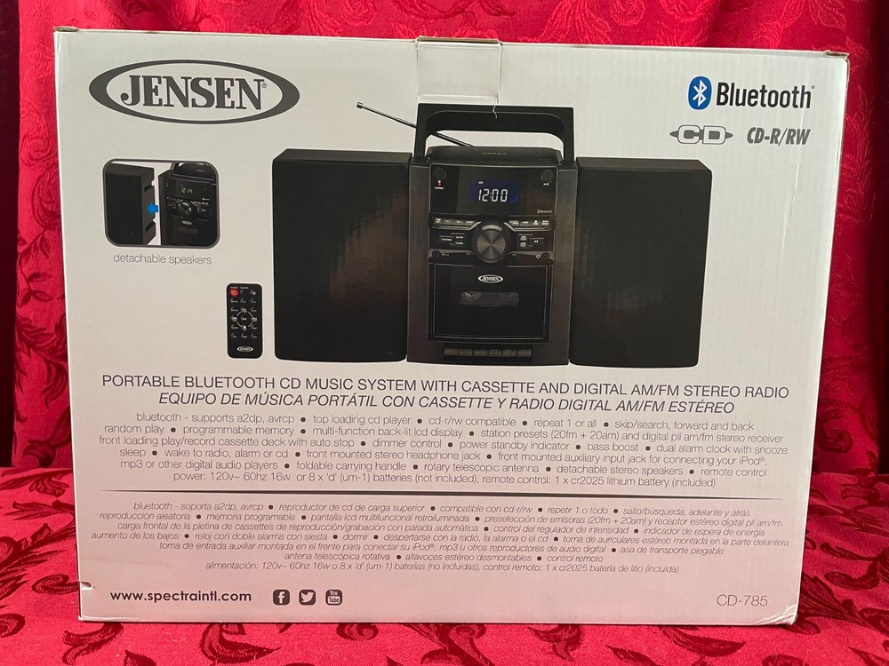 JENSEN: Bluetooth Music System (CD-785) Cassette/MP3/CD/Radio Player, Black