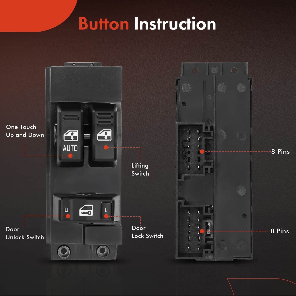 Power Window Switch Front Left for Chevy Silverado 1500 GMC Sierra 2500 00-02