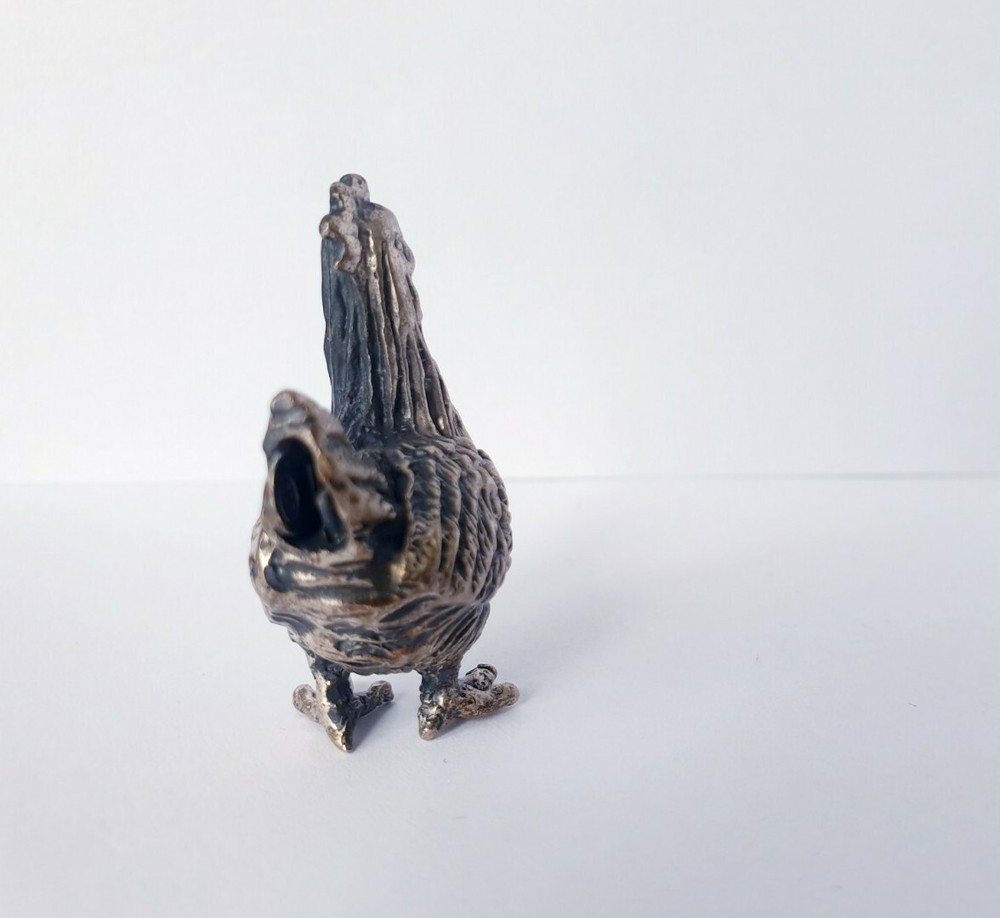 Vintage Solid Silver Italian made miniature Chicken Large