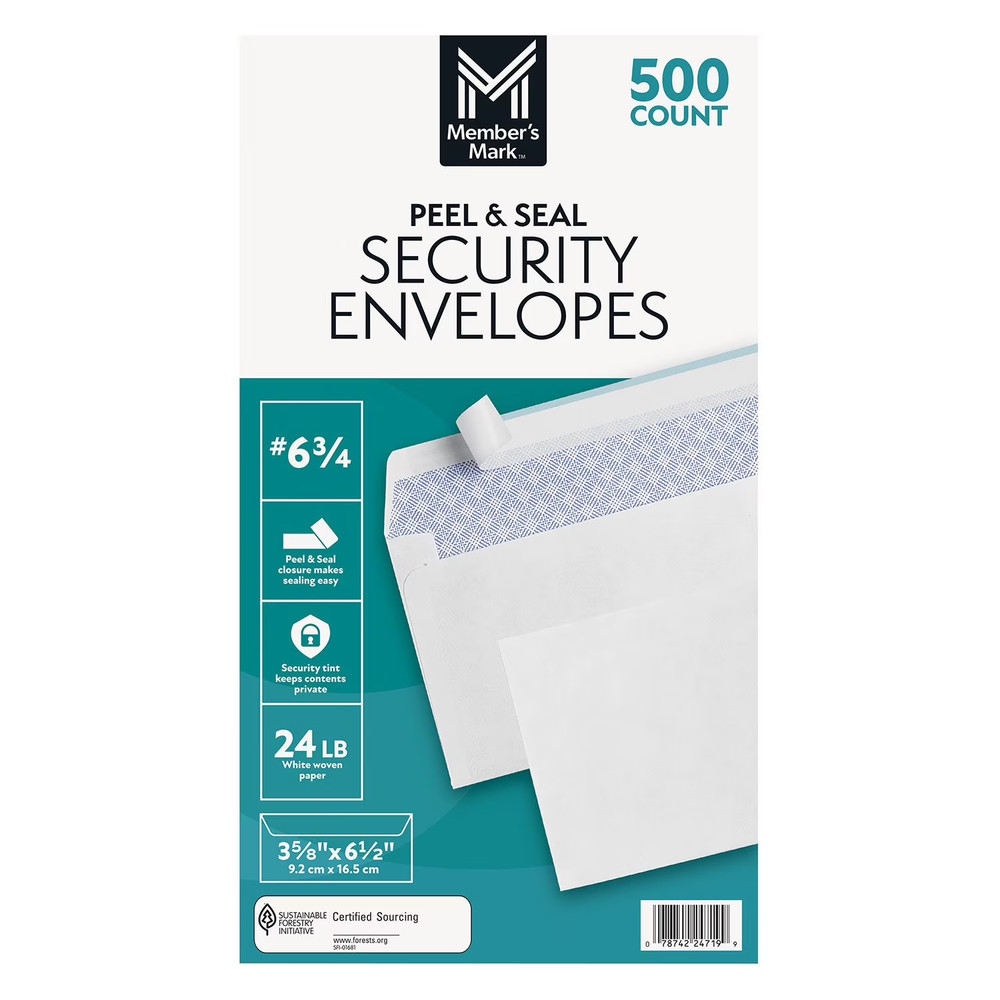 Member'S Mark Security Envelope #6-3/4 (500 Ct.) FREE SHIPPING