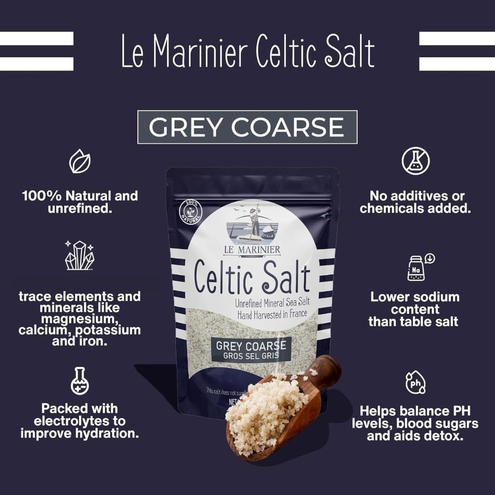 Organic Grey Coarse Celtic Salt, 100% Natural - 36oz