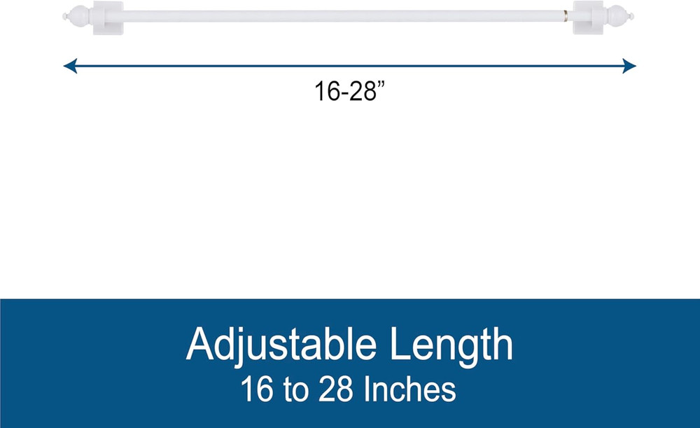 7/16" Multi-Use Adjustable Petite Cafe Magnetic Rod, 16-28", White