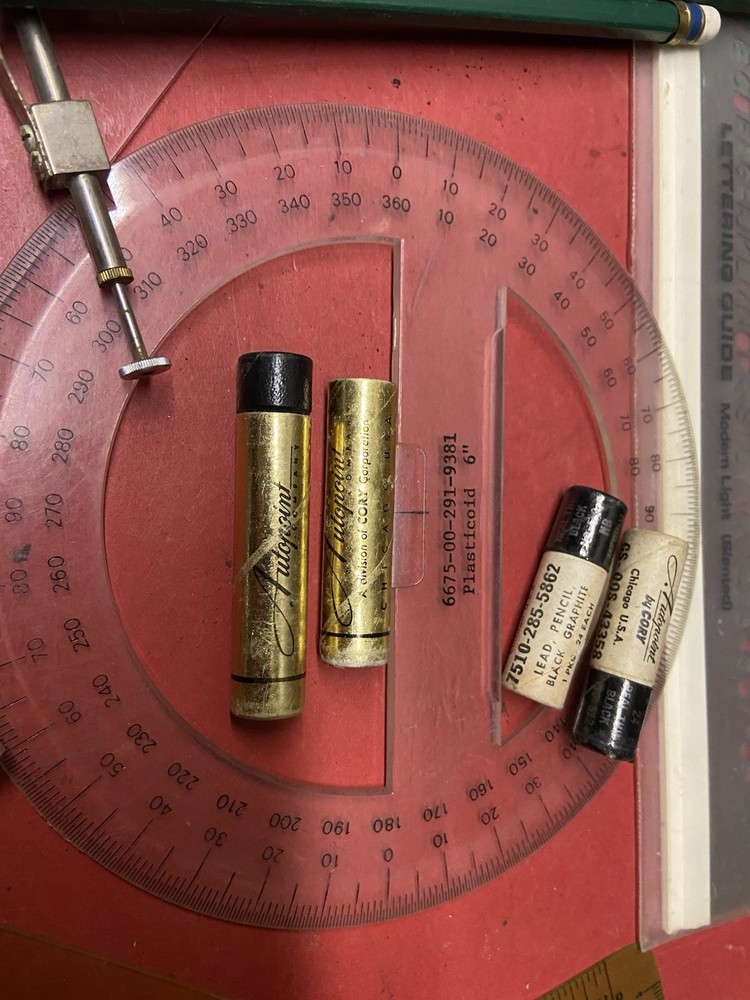 Vintage Lot of Architectural and Engineer Drafting Tools Ruler Pencil Protractor