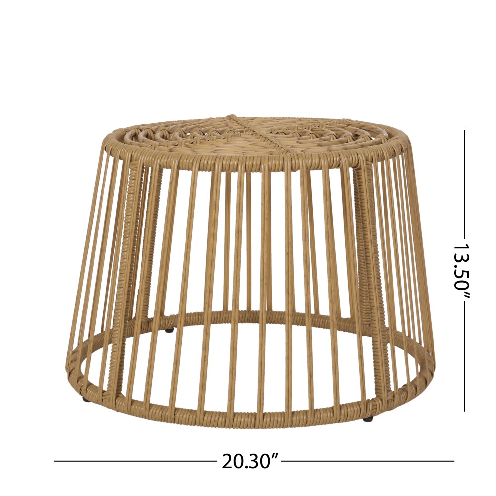 Rattan Wicker Accent Side Table | Patio, Outdoor Boho Cage Table