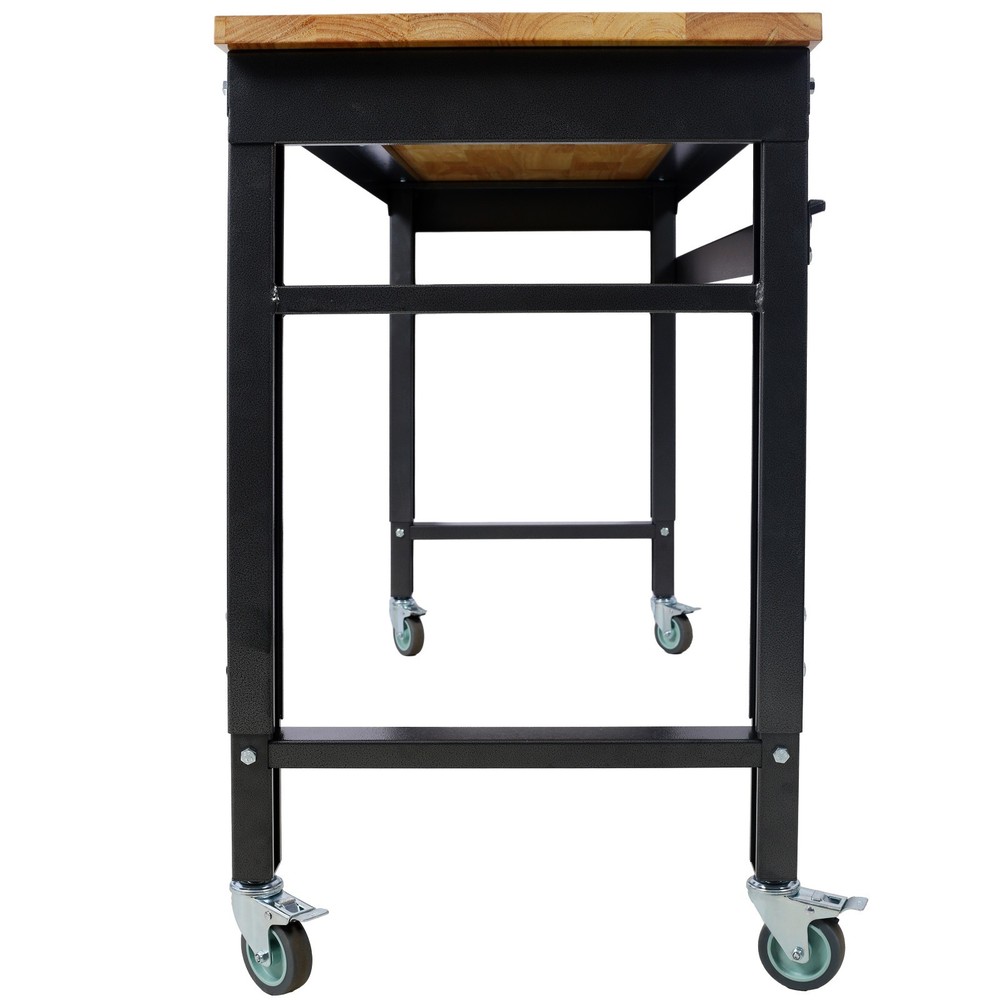 60" Garage Rolling Workbench Adjustable Height Metal Tool Bench Black