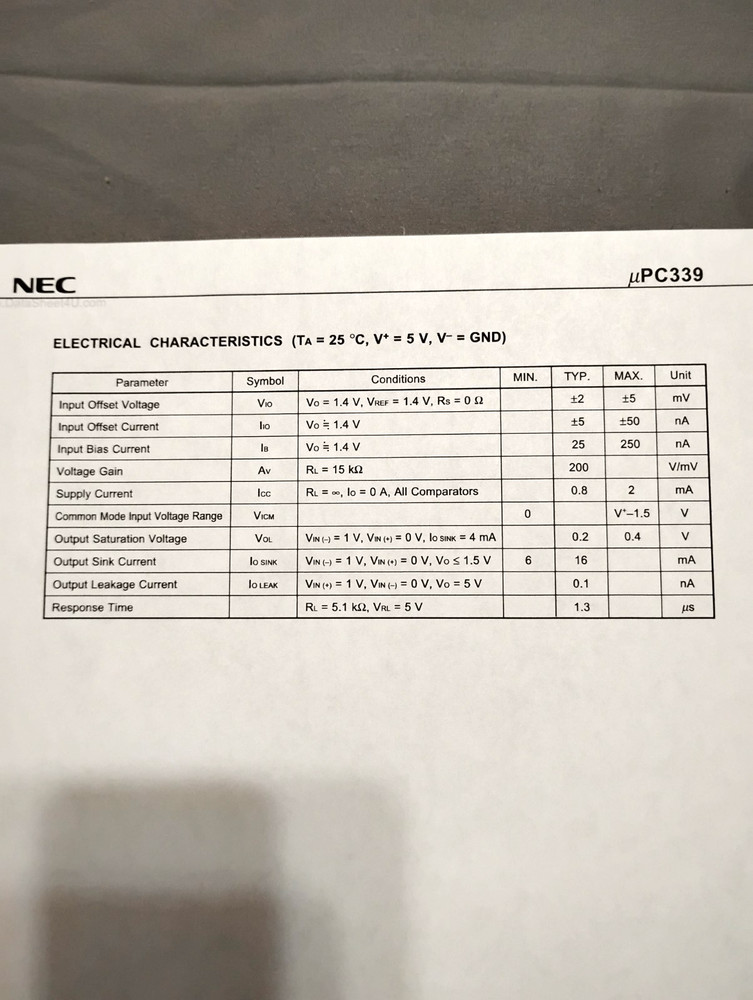 NEC UPC339C Low Power Quad Comparator IC