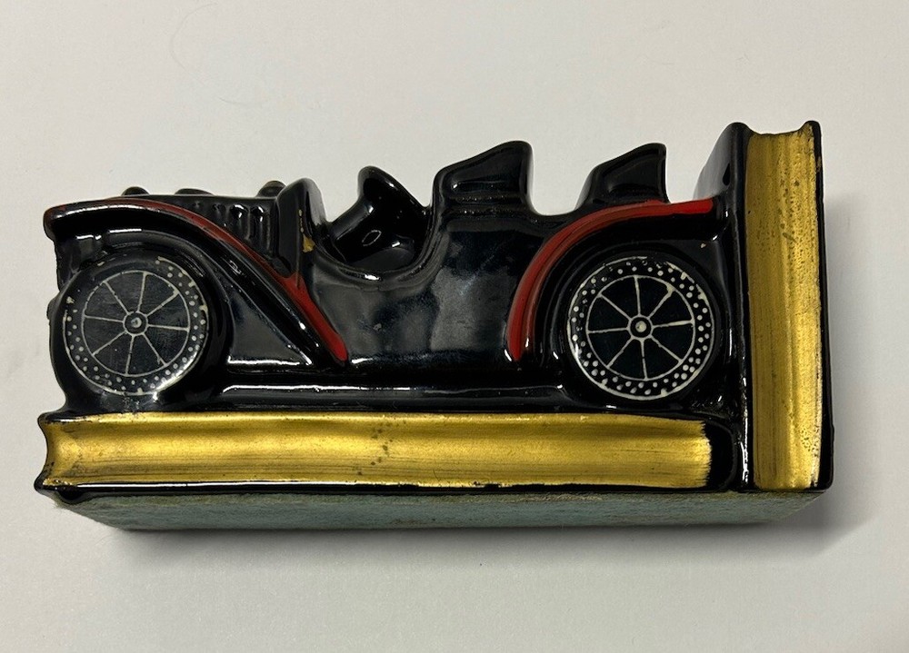Vintage Decorative Antique Car Ceramic Bookends Set