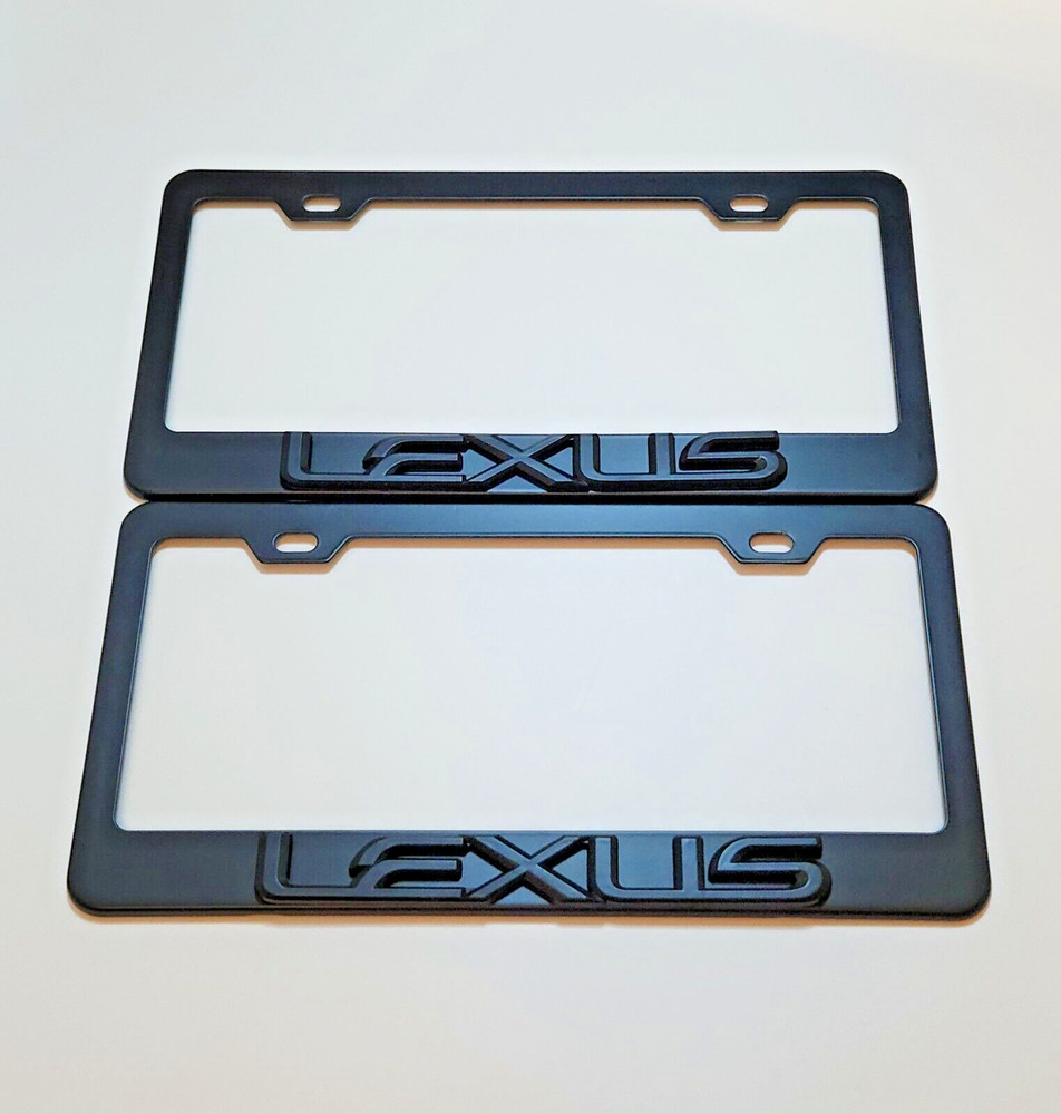 2 pcs Black License Plate Frame for 3D Lexus Logo