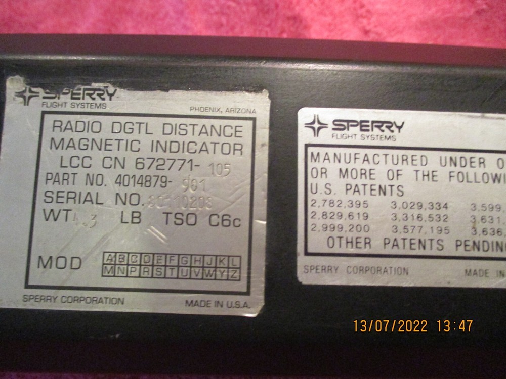 SPERRY FLIGHT SYSTEMS # 4014879-901 DISTANCE INDICATOR UNTESTED FREE SHIPPING