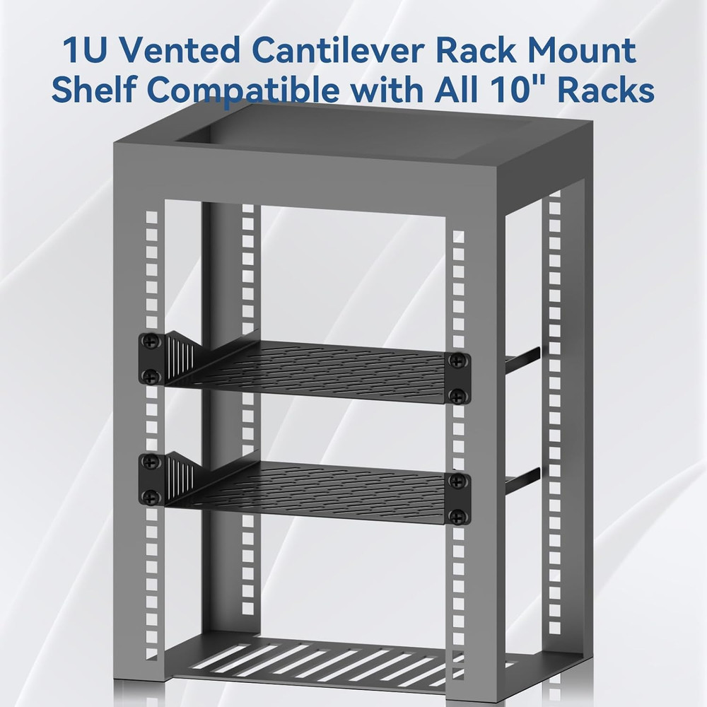10" 1U Server Rack Shelf Ventilated Rack-Mounted Cantilever Tray 10" Network