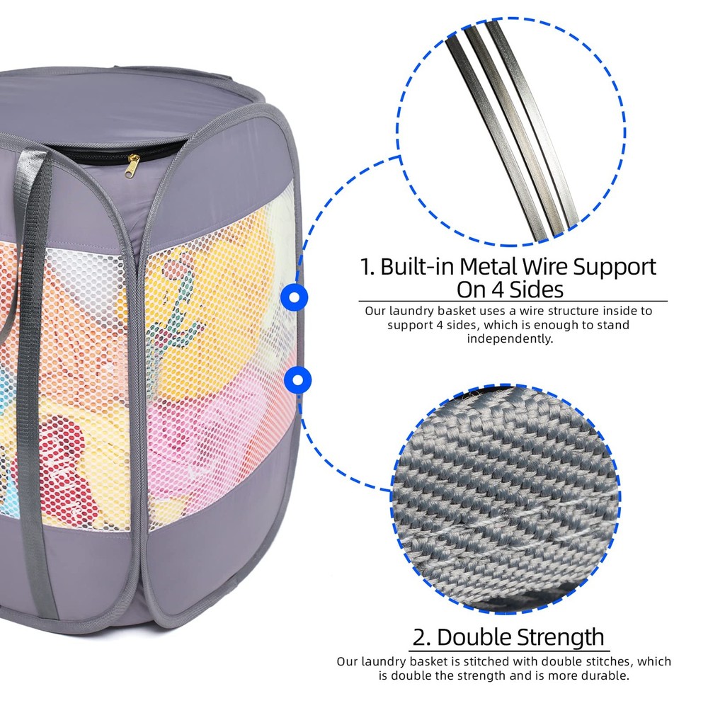 1.5 Loads, Pop-up Laundry Hamper with Extended, Thickened and Reinforced Hand...