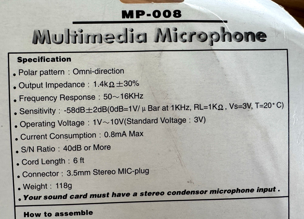Vintage Multimedia Microphone System MP-008 NIP