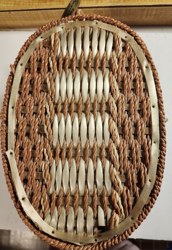 Vintage Dritz Sewing Basket Pink & Ivory Wicker