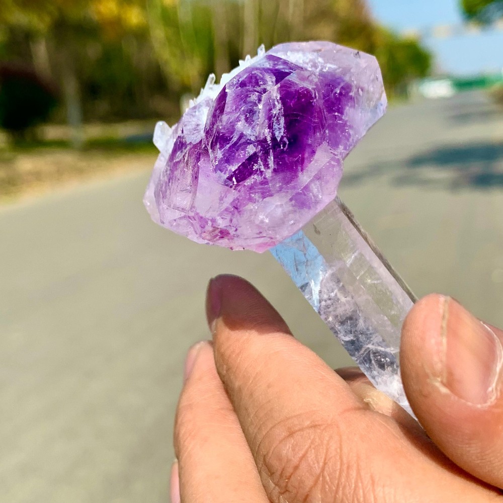68G Natural Amethyst Crystal Formed Scepter Quartz Raw Quartz reiki sample