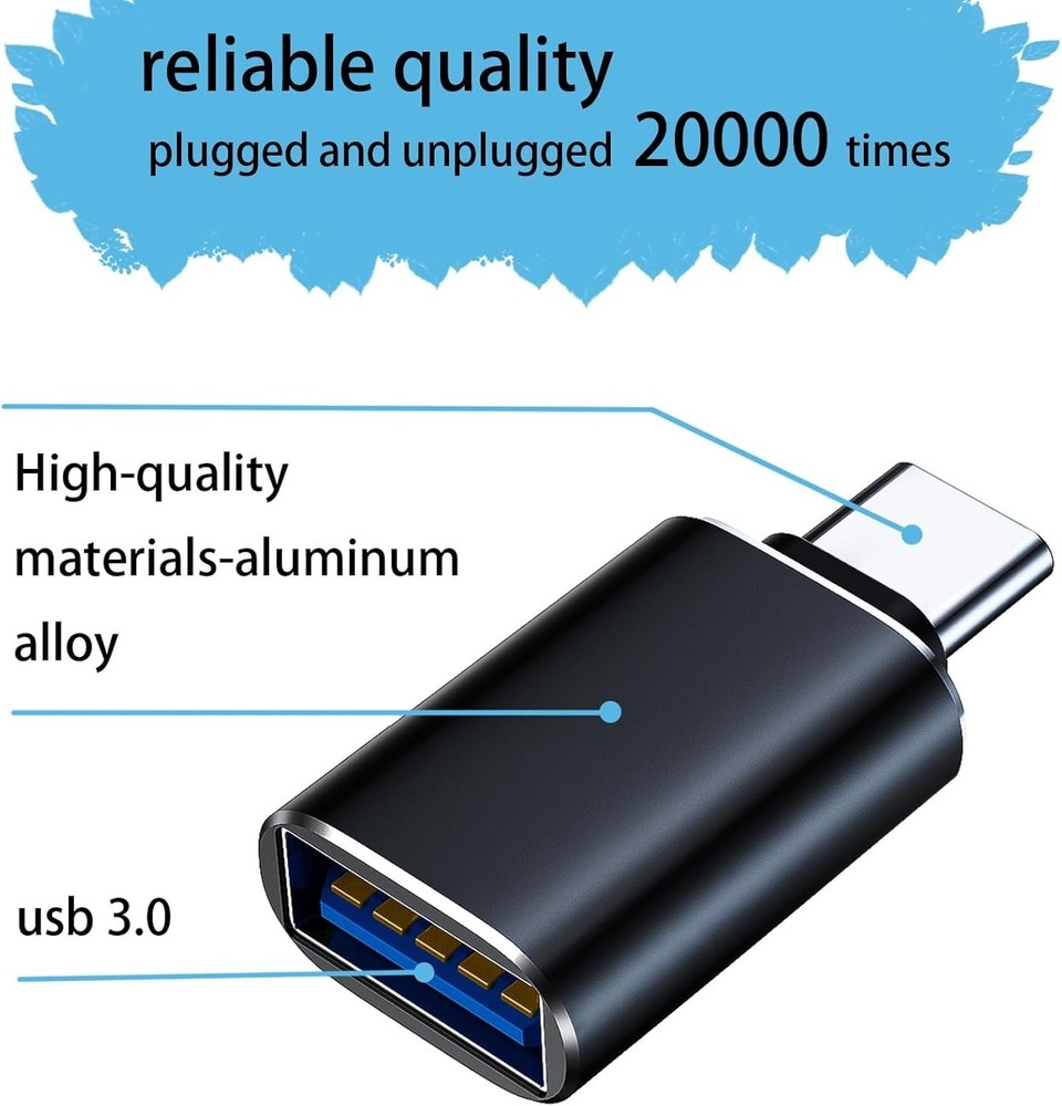 4 Pack OTG Adapter (2 Pack C to A & 2 Pack A to C)