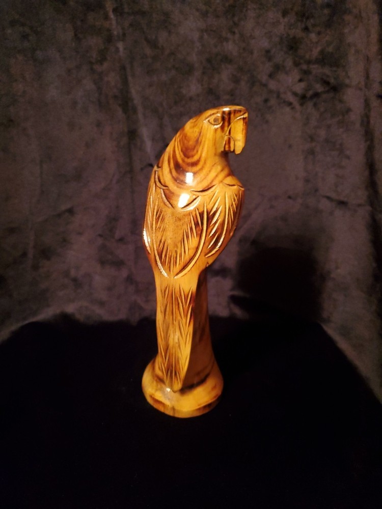 Wooden Statue Parrot 10" Tall