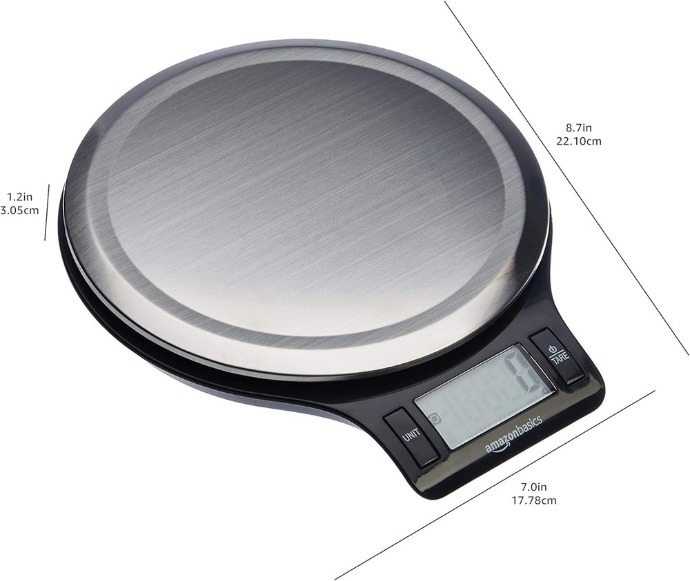 Amazon Basics Digital Kitchen Scale with LCD Display, Batteries Included, Weighs