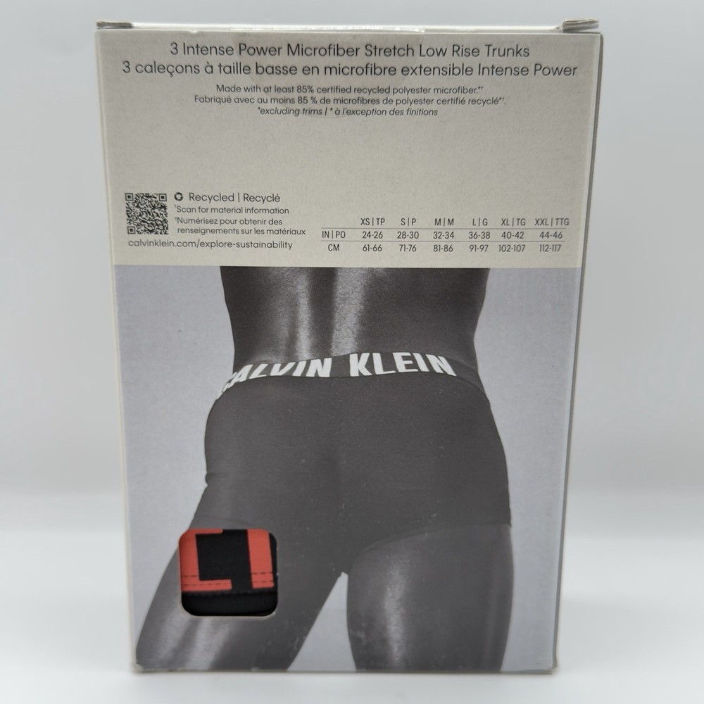 Calvin Klein Mens Intense Power Microfiber Stretch Low Rise Trunks Black MEDIUM