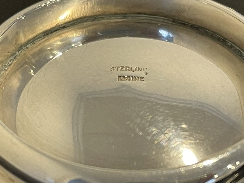 Mid-Century Modern MCM American Sterling Silver Covered Bowl with Agate Handle