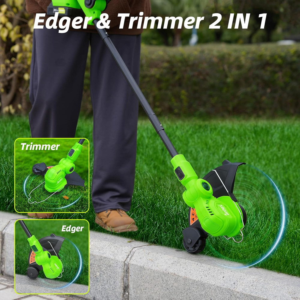 20V Cordless 12-Inch String Trimmer & Edger with 2 Batteries & Charger