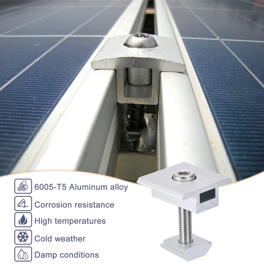 Pack of 12 Solar Panel Middle Clamps 30mm Aluminium Solar Panel Mount Mid Clips