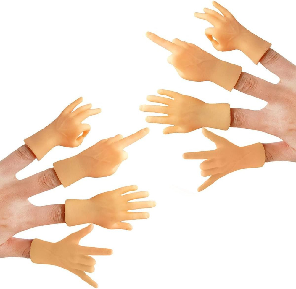 Tiny Hands Mini Finger Puppets 8 Pieces, Left and Right Hand Set, Mixed Styles,