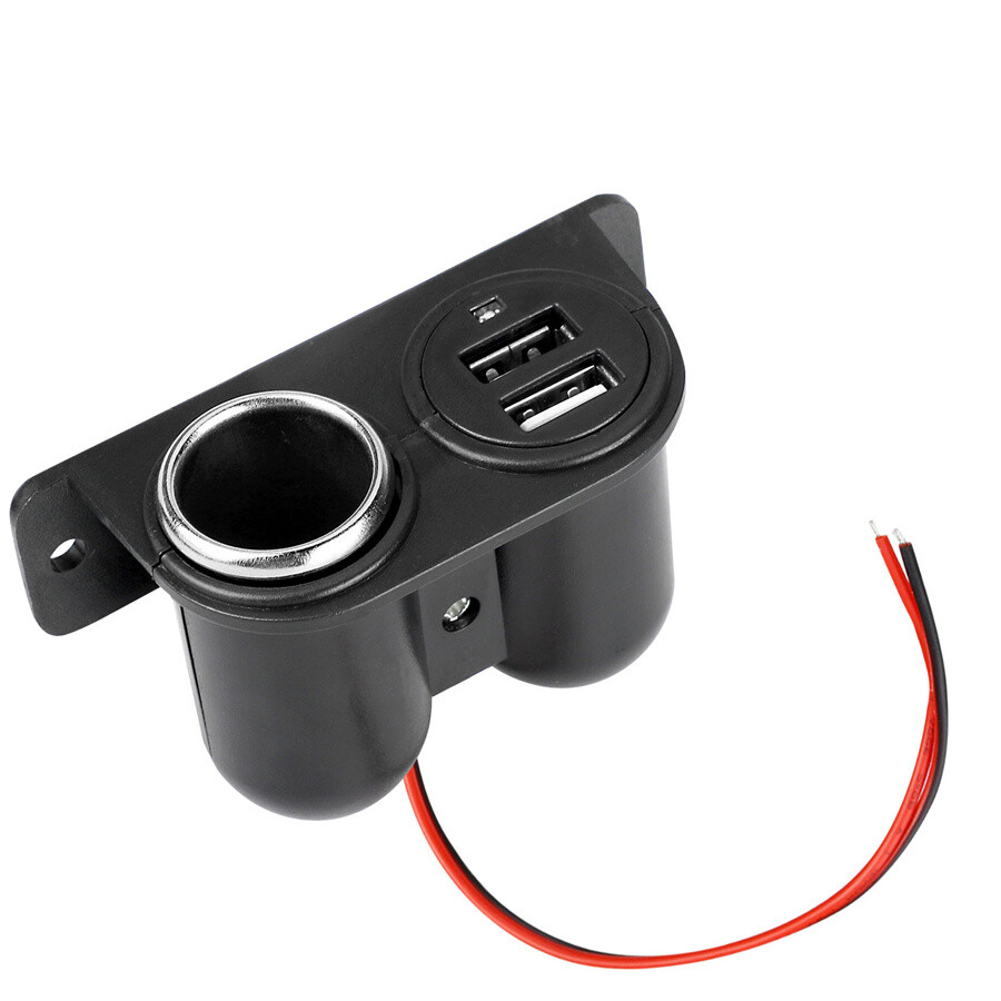 Car Cigarette Lighter Auxiliary Dual USB Power Outlet DC12V Socket Plug Adapter.