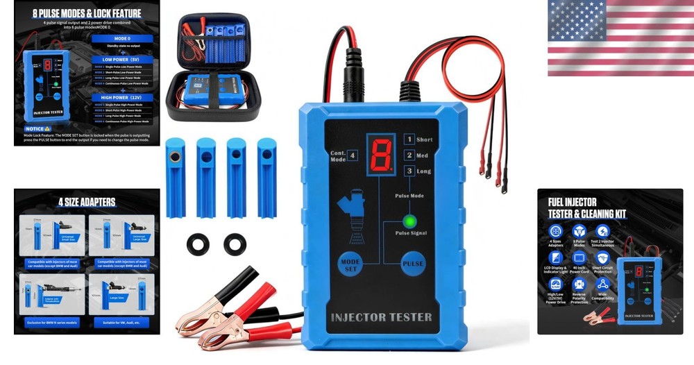 Professional Injector Cleaner Kit with 4 Nozzles & 8 Adjustable Pulse Settings
