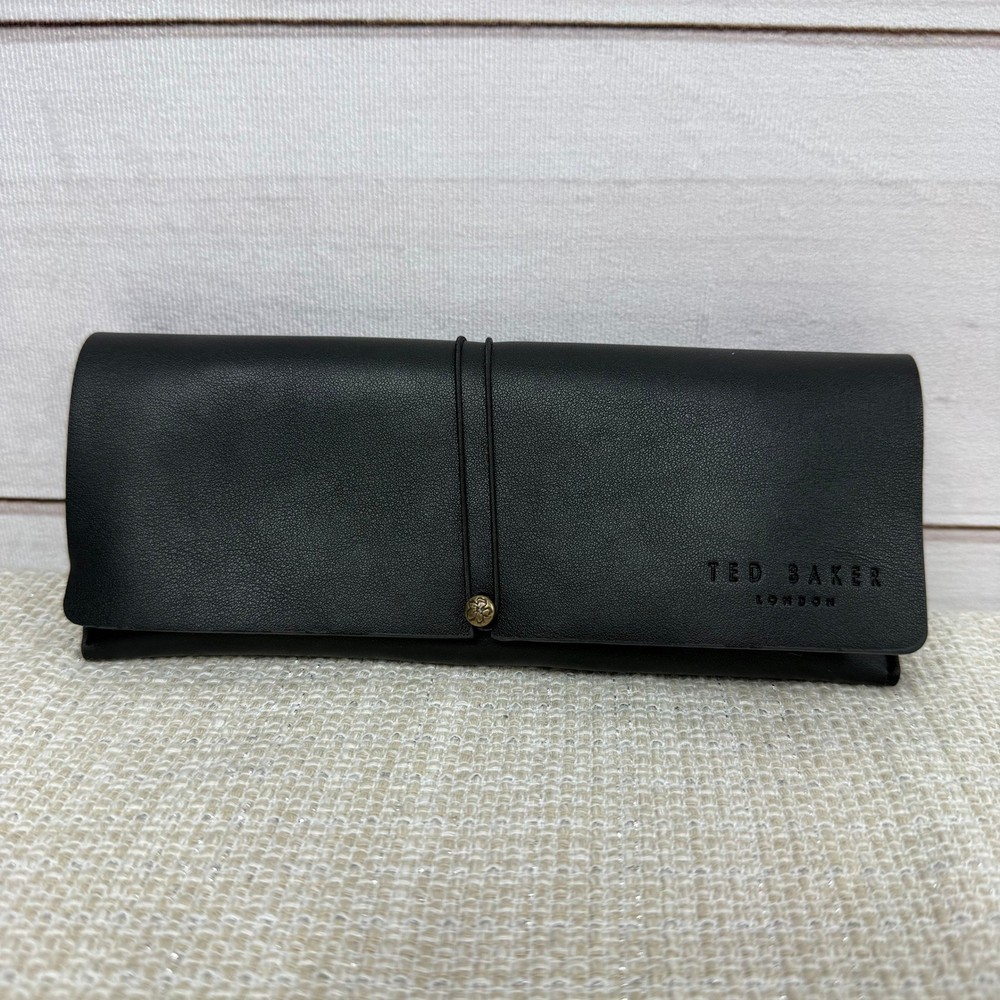 Ted Baker London Black Soft Shell Fold Over Wrap Closure Case