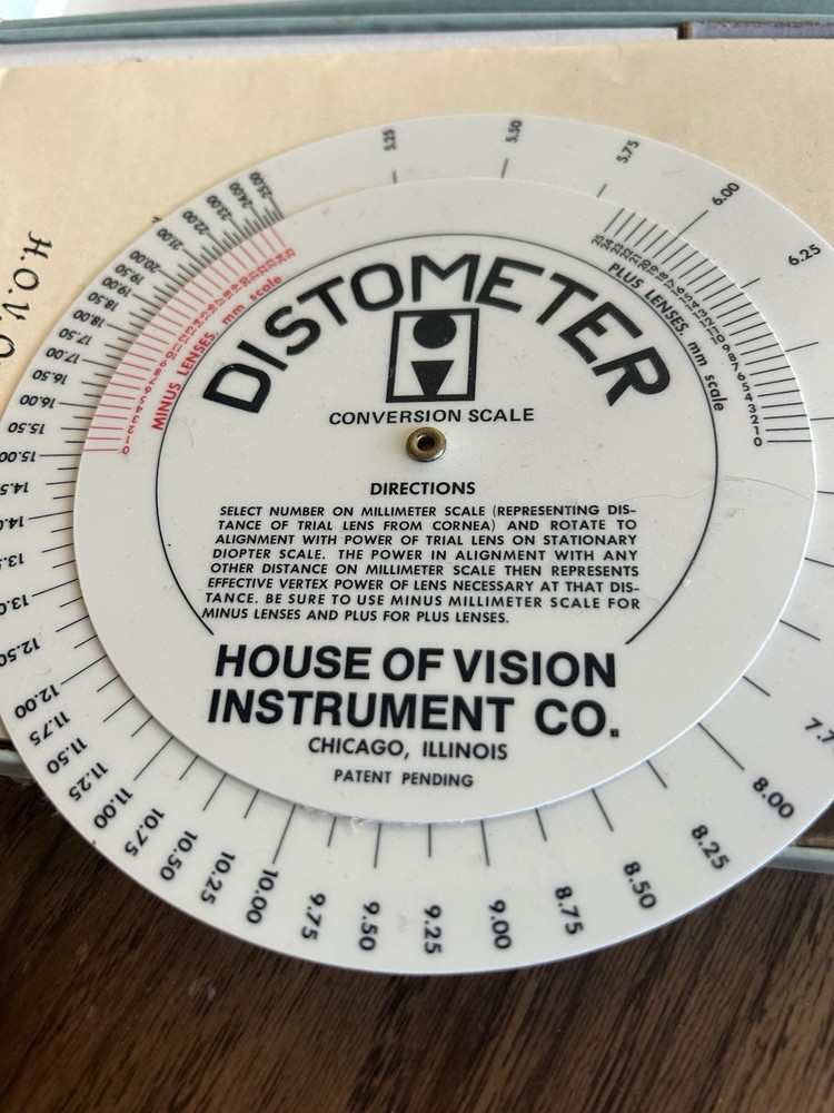 HOVOCO HOV OPTICAL CO DISTOMETER VERTEX DISTANCE TOOL CONVERSION SCALE DIRECTION