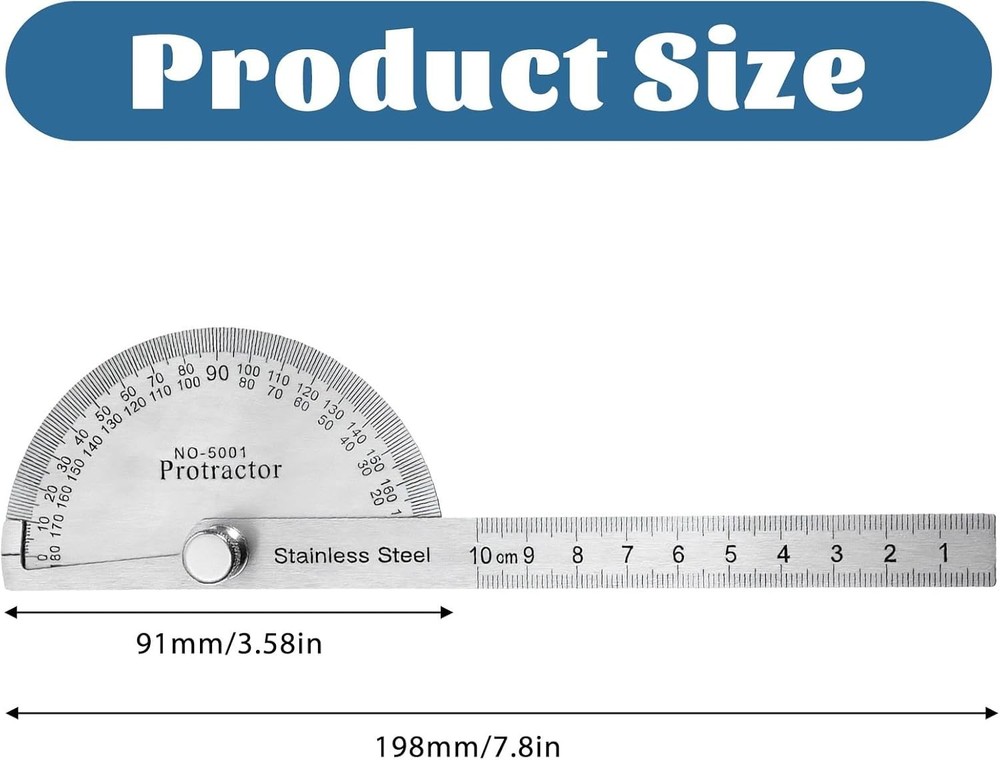 Versatile Stainless Steel Protractor - Ideal for Crafts, Engineering & Woodwork
